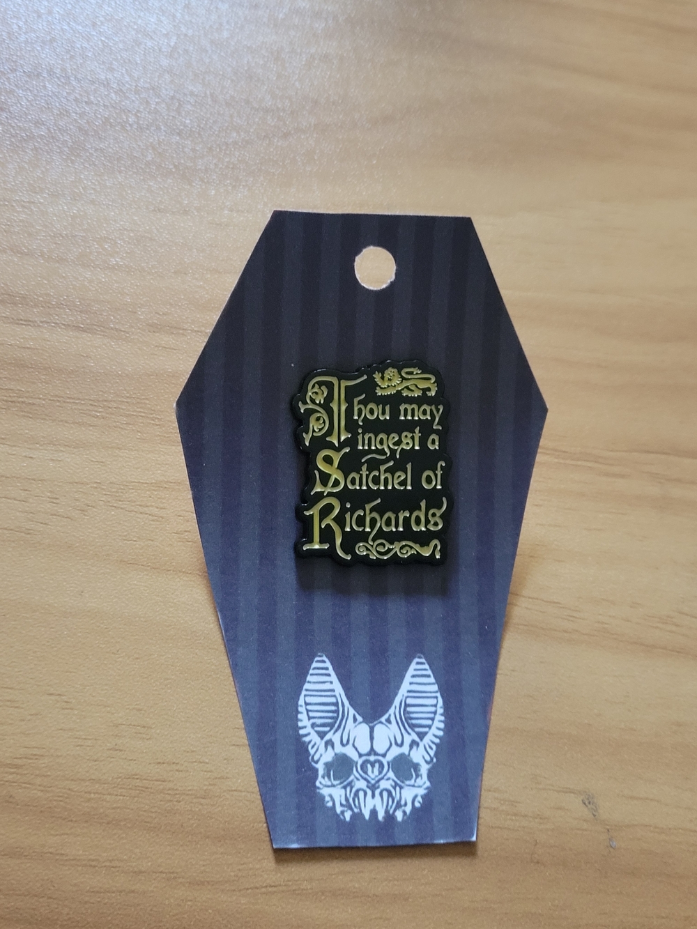 💀NEW💀Hand Crafted Black and Gold Enamel Brooch - Gothic Book Design